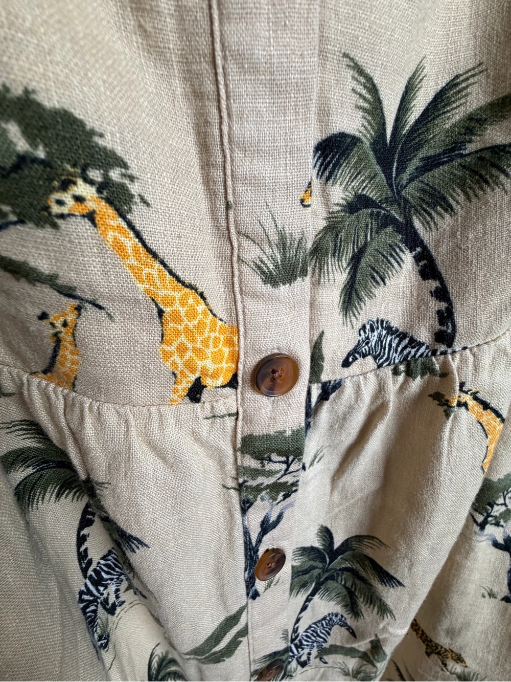 Old Navy Cream Tropical Animal Print Button-Front Sundress XXL - Picture 3 of 9